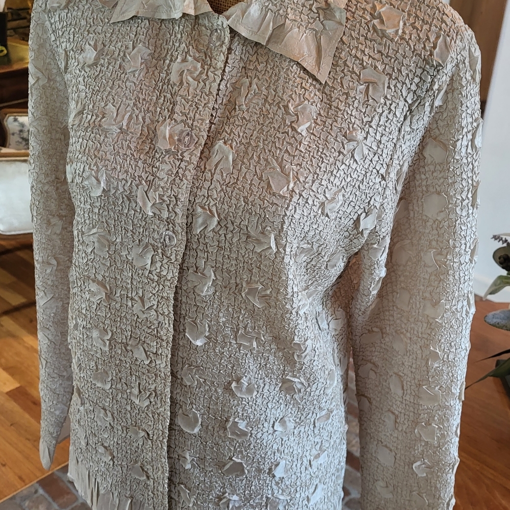CDP & Co size large iridescent cream blouse - Picture 3 of 7